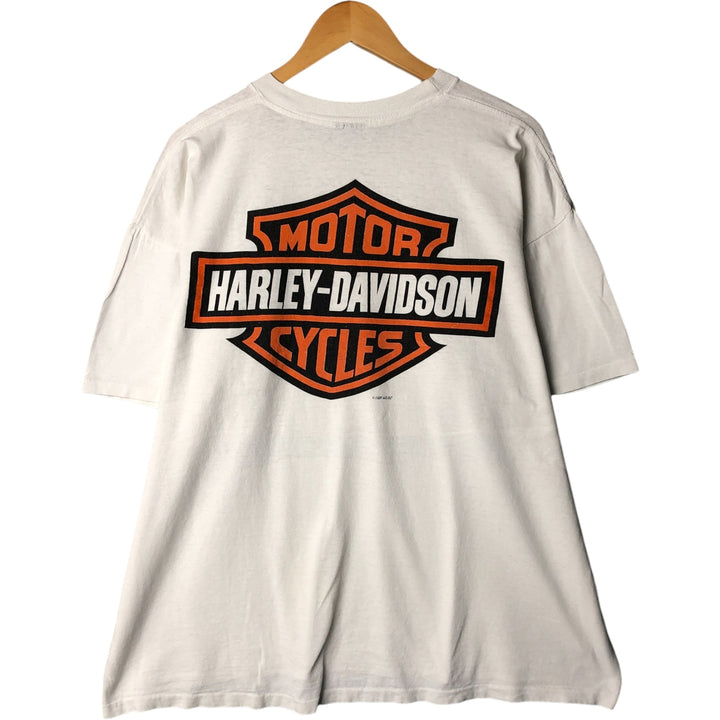 90'S Harley Davidson Eagle Pattern Motorcycle Bike T-shirt Men's XL Vintage unclear white type Vintage Second Hand