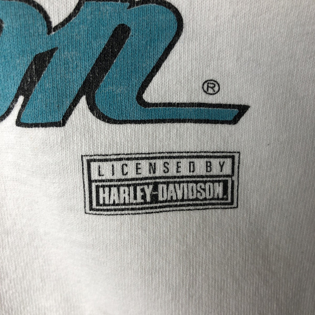 90'S Harley Davidson Eagle Pattern Motorcycle Bike T-shirt Men's XL Vintage unclear white type Vintage Second Hand