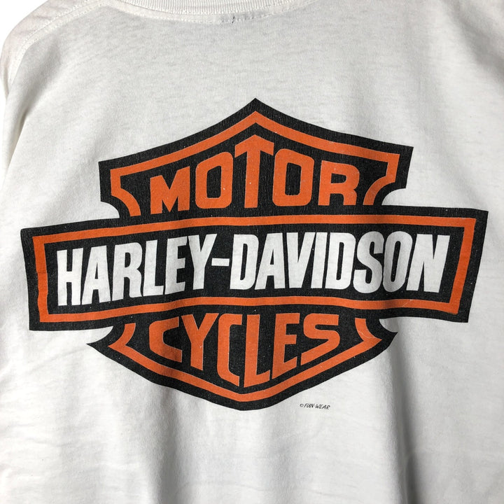 90'S Harley Davidson Eagle Pattern Motorcycle Bike T-shirt Men's XL Vintage unclear white type Vintage Second Hand