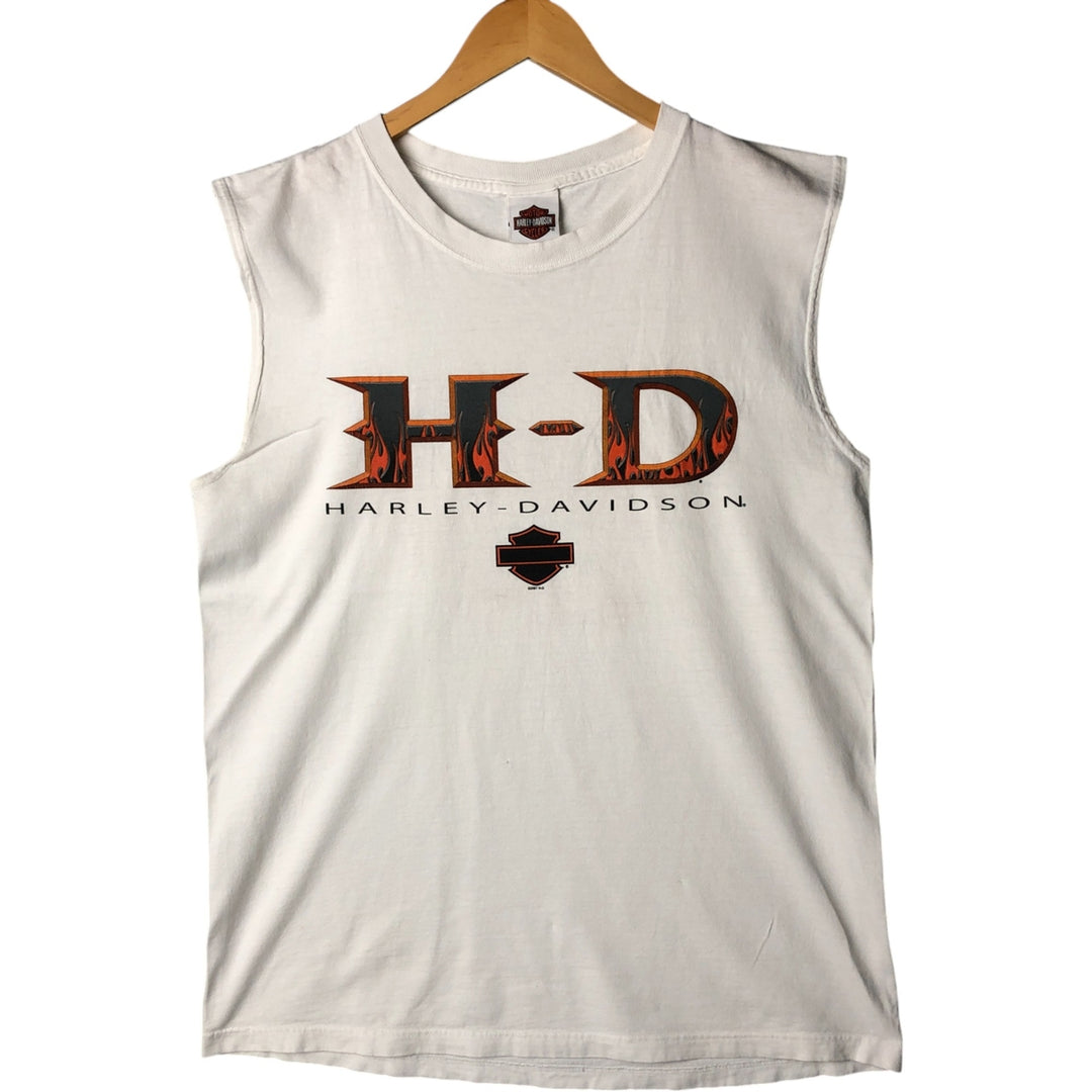 00'S Harley-Davidson Motorcycle Bike T-shirt Made in USA Men's L size cotton white type Vintage Second Hand