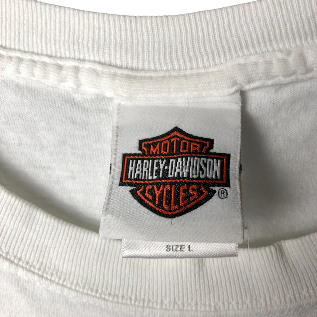 00'S Harley-Davidson Motorcycle Bike T-shirt Made in USA Men's L size cotton white type Vintage Second Hand