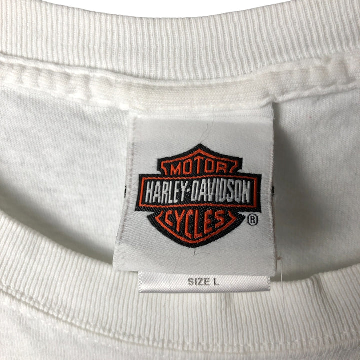 00'S Harley-Davidson Motorcycle Bike T-shirt Made in USA Men's L size cotton white type Vintage Second Hand