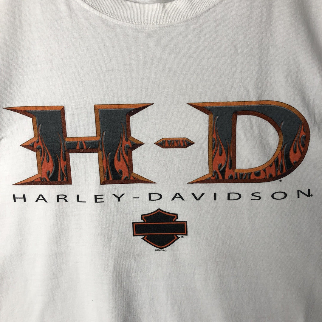 00'S Harley-Davidson Motorcycle Bike T-shirt Made in USA Men's L size cotton white type Vintage Second Hand