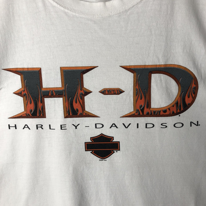00'S Harley-Davidson Motorcycle Bike T-shirt Made in USA Men's L size cotton white type Vintage Second Hand