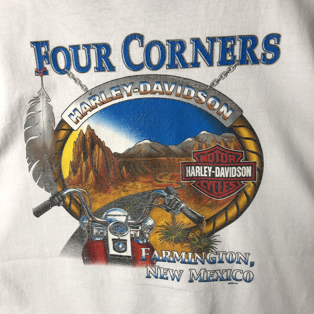 00'S Harley-Davidson Motorcycle Bike T-shirt Made in USA Men's L size cotton white type Vintage Second Hand