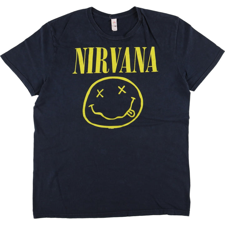 Fruit of the Loom FRUIT OF THE LOOM NIRVANA Band T-shirt Band Tee Men's L size cotton black type Vintage Second Hand