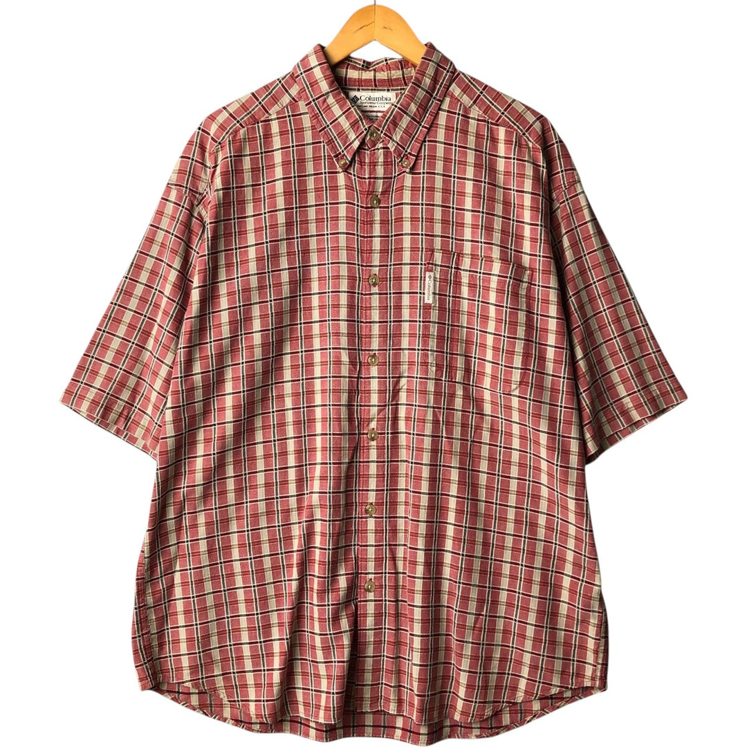 Columbia Short Sleeve Button Down Check Shirt Men's XL cotton red type Vintage Second Hand