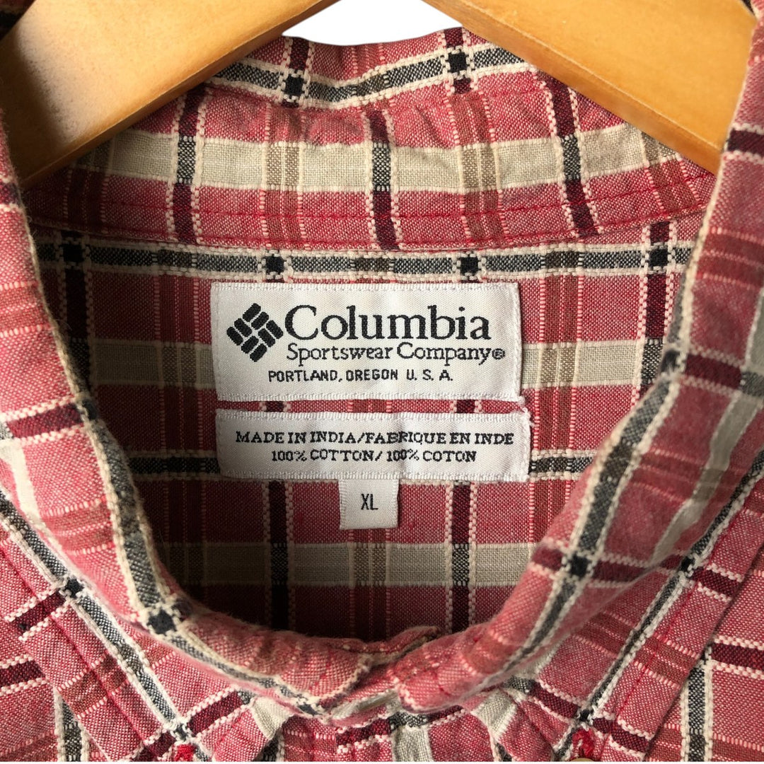 Columbia Short Sleeve Button Down Check Shirt Men's XL cotton red type Vintage Second Hand