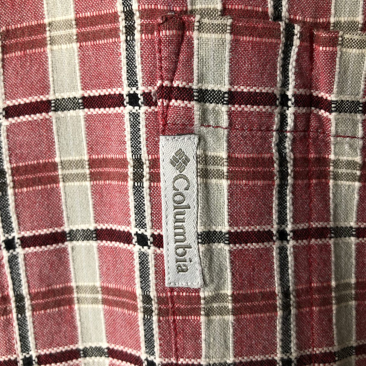 Columbia Short Sleeve Button Down Check Shirt Men's XL cotton red type Vintage Second Hand