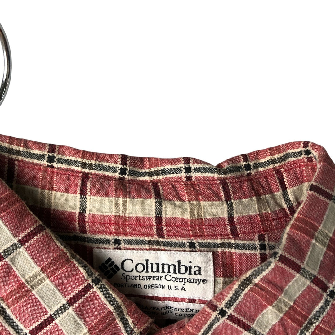 Columbia Short Sleeve Button Down Check Shirt Men's XL cotton red type Vintage Second Hand