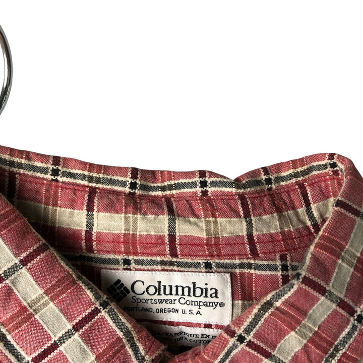 Columbia Short Sleeve Button Down Check Shirt Men's XL cotton red type Vintage Second Hand