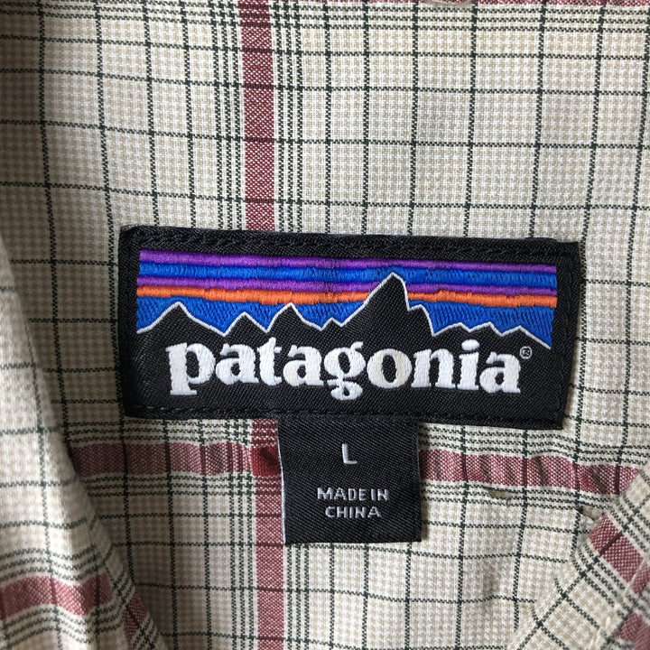 Patagonia 53190SP16 Check Pattern Short Sleeve Nylon Shirt, Men's Size L Nylon Green type dark green Vintage Second Hand