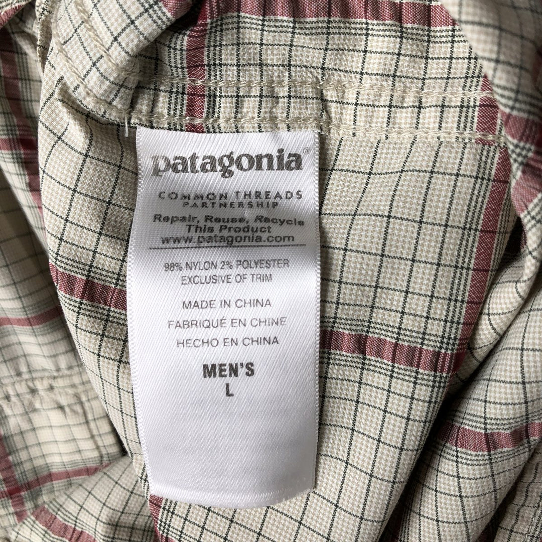 Patagonia 53190SP16 Check Pattern Short Sleeve Nylon Shirt, Men's Size L Nylon Green type dark green Vintage Second Hand