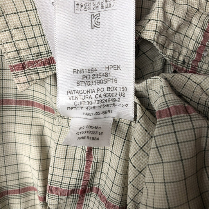 Patagonia 53190SP16 Check Pattern Short Sleeve Nylon Shirt, Men's Size L Nylon Green type dark green Vintage Second Hand