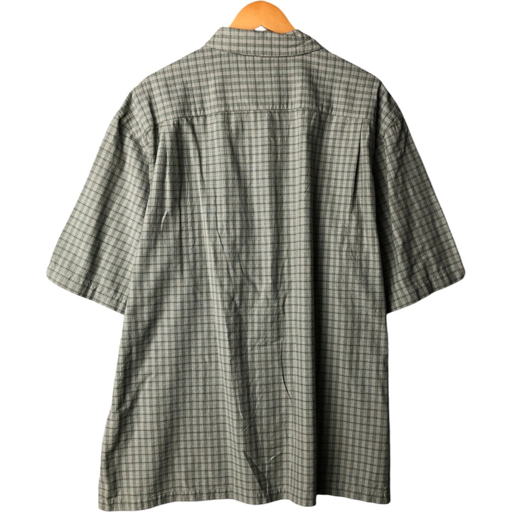 Columbia Wide Collar Short Sleeve Cotton Check Shirt Box Shirt Men's XL Size cotton Khaki type sage green Vintage Second Hand