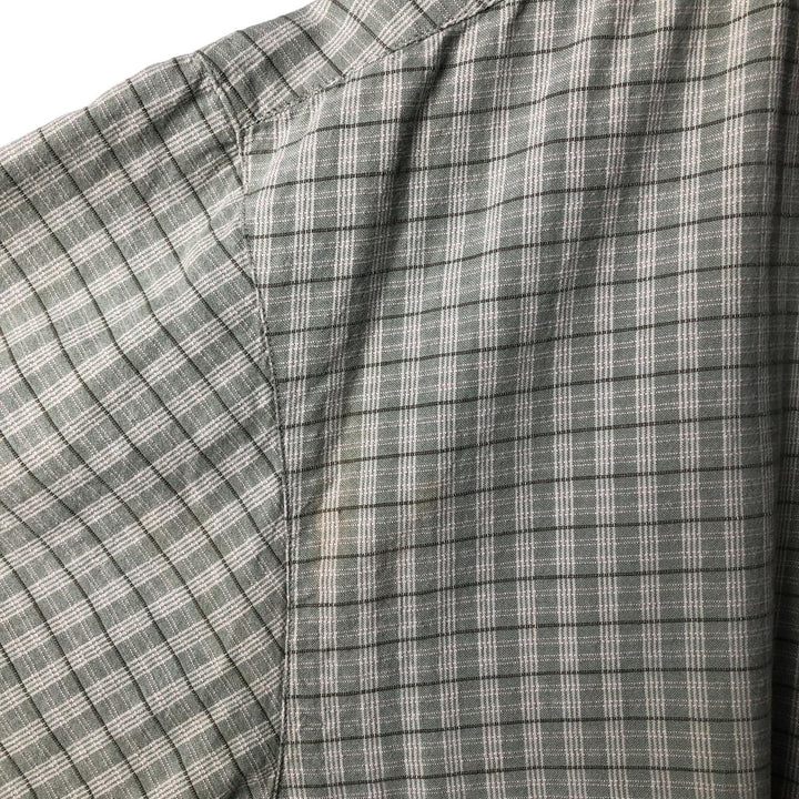 Columbia Wide Collar Short Sleeve Cotton Check Shirt Box Shirt Men's XL Size cotton Khaki type sage green Vintage Second Hand