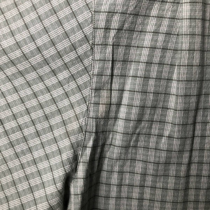 Columbia Wide Collar Short Sleeve Cotton Check Shirt Box Shirt Men's XL Size cotton Khaki type sage green Vintage Second Hand