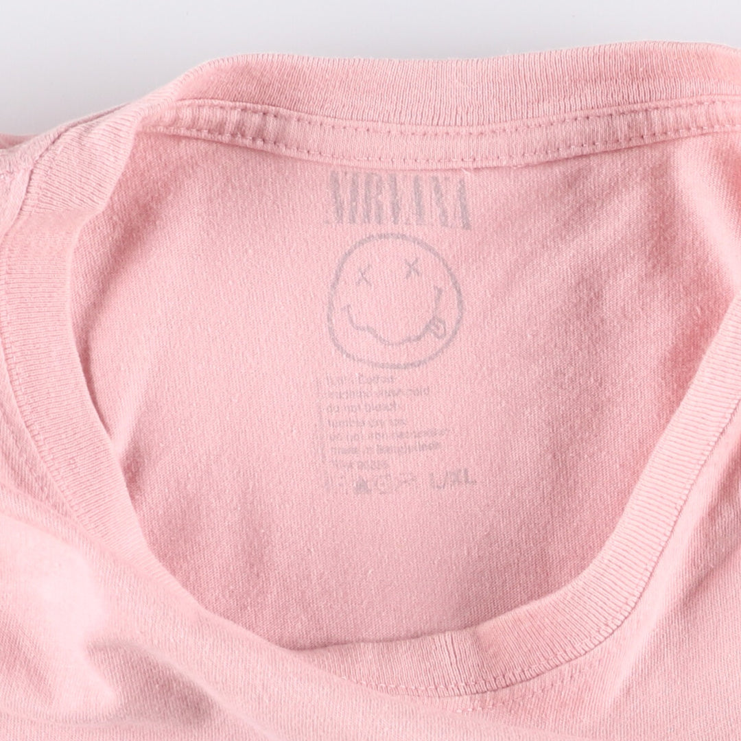 NIRVANA Nirvana Band T-Shirt Band Tee Men's XL Rock cotton pink type Vintage Second Hand