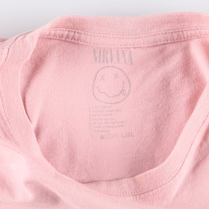 NIRVANA Nirvana Band T-Shirt Band Tee Men's XL Rock cotton pink type Vintage Second Hand