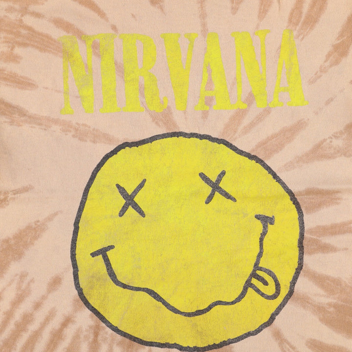 NIRVANA Tie-dye Pattern Band T-shirt, Men's M size cotton Khaki type beige Vintage Second Hand