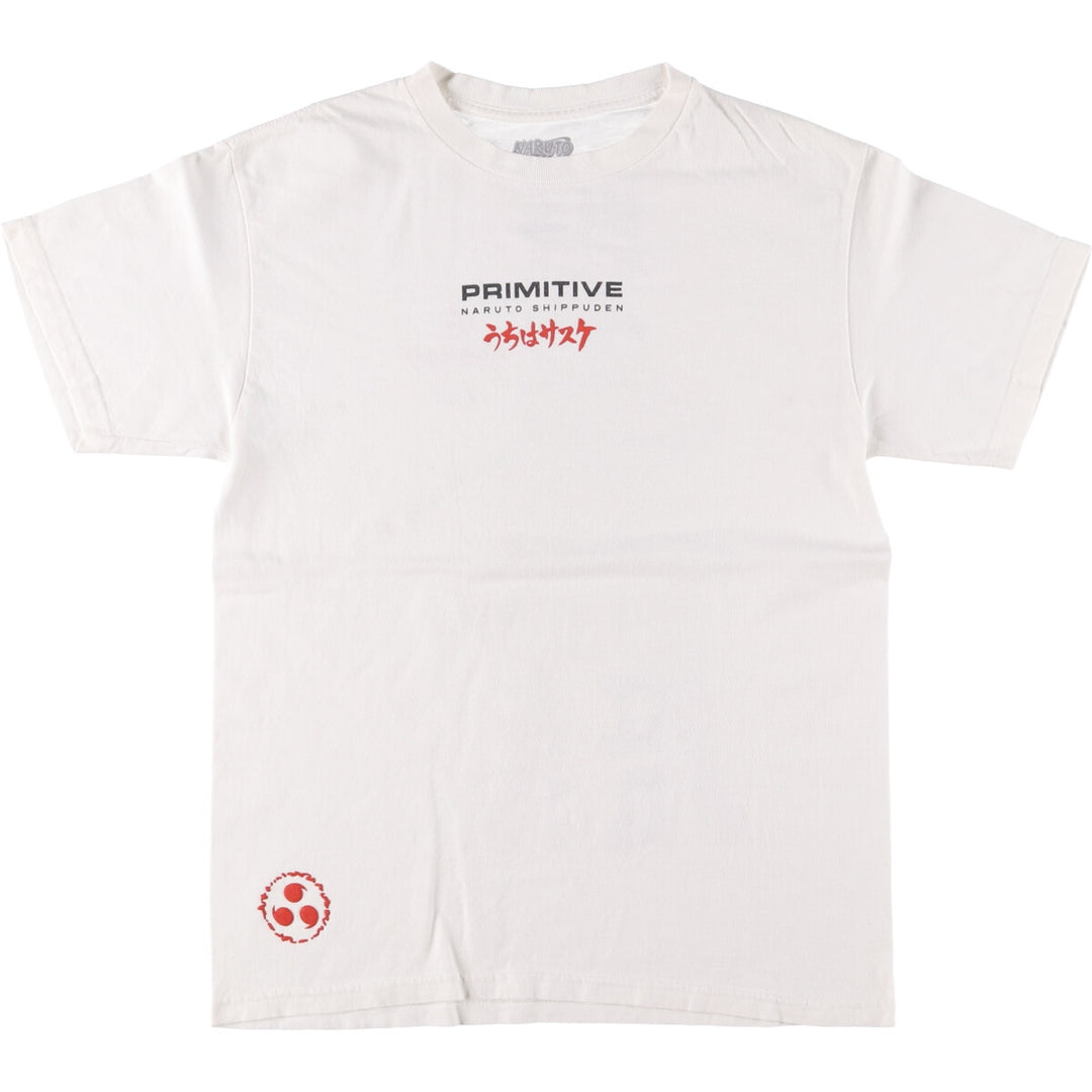 PRIMITIVE NARUTO SHIPPUDEN Naruto Shippuden Uchiha Sasuke Anime Character Print T-Shirt, Men's Size Medium cotton white type Vintage Second Hand
