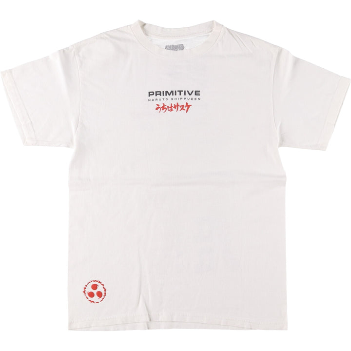 PRIMITIVE NARUTO SHIPPUDEN Naruto Shippuden Uchiha Sasuke Anime Character Print T-Shirt, Men's Size Medium cotton white type Vintage Second Hand