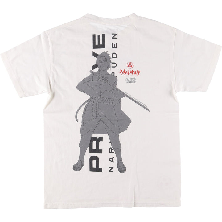 PRIMITIVE NARUTO SHIPPUDEN Naruto Shippuden Uchiha Sasuke Anime Character Print T-Shirt, Men's Size Medium cotton white type Vintage Second Hand