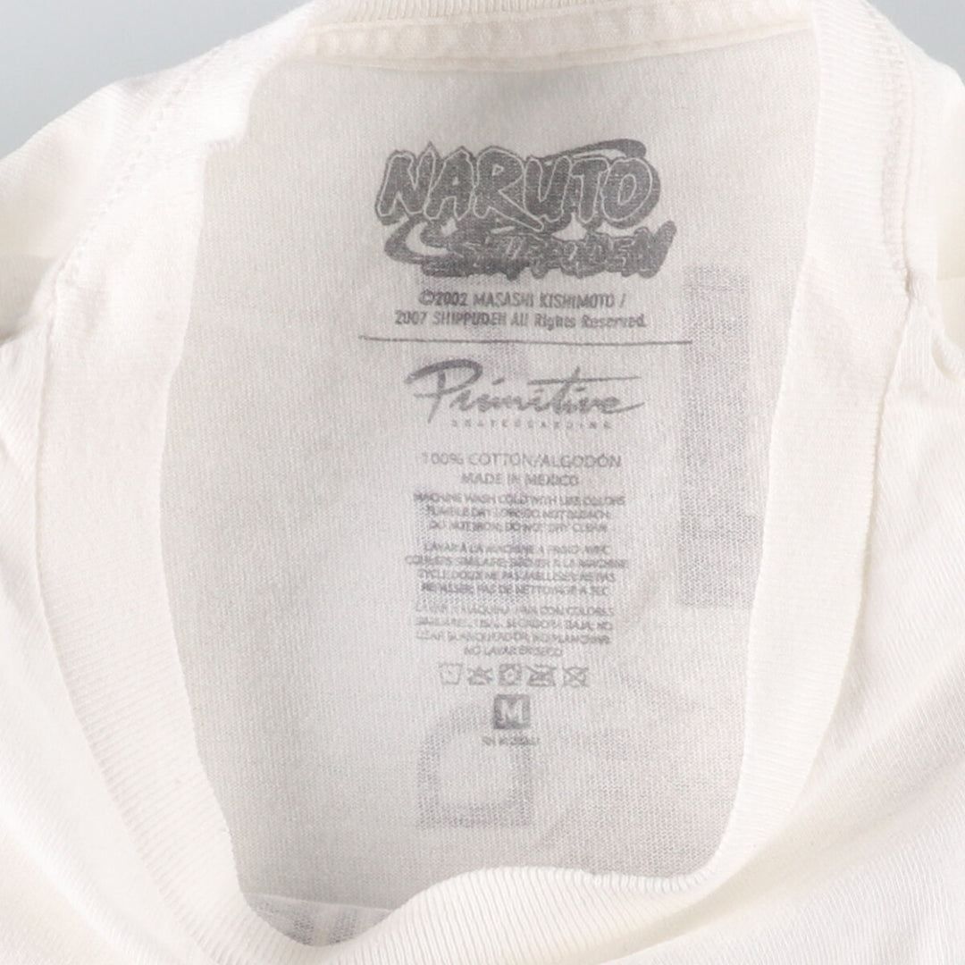 PRIMITIVE NARUTO SHIPPUDEN Naruto Shippuden Uchiha Sasuke Anime Character Print T-Shirt, Men's Size Medium cotton white type Vintage Second Hand