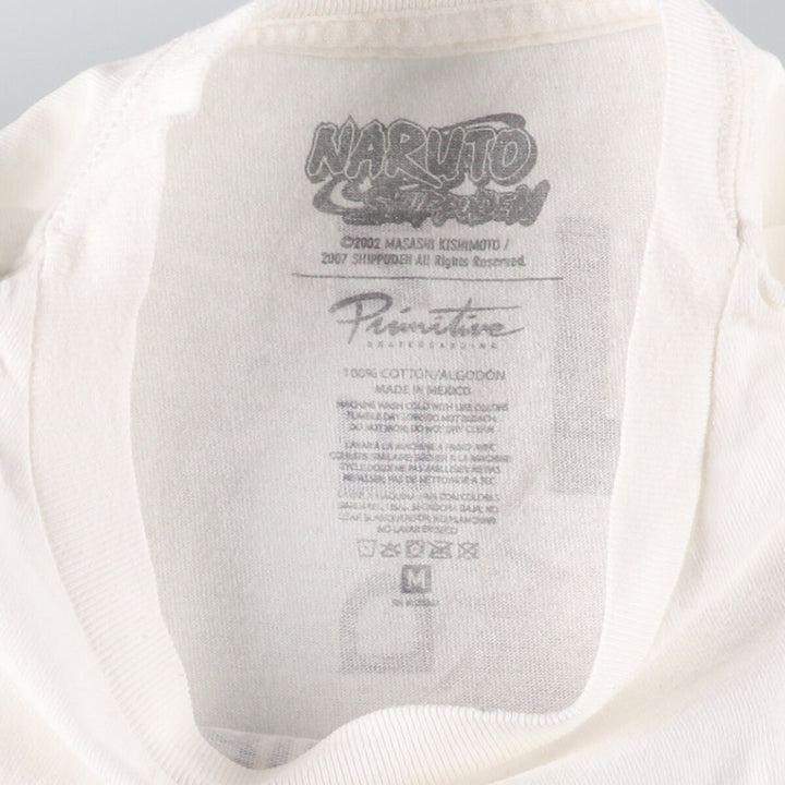 PRIMITIVE NARUTO SHIPPUDEN Naruto Shippuden Uchiha Sasuke Anime Character Print T-Shirt, Men's Size Medium cotton white type Vintage Second Hand