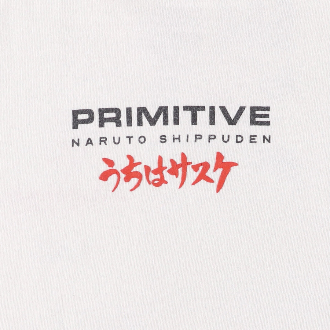 PRIMITIVE NARUTO SHIPPUDEN Naruto Shippuden Uchiha Sasuke Anime Character Print T-Shirt, Men's Size Medium cotton white type Vintage Second Hand
