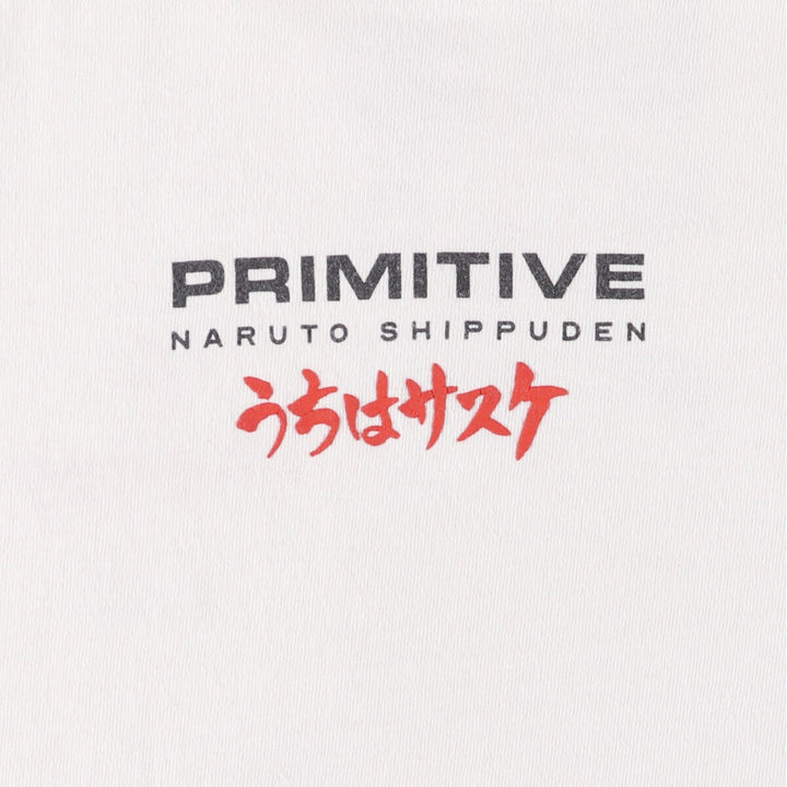 PRIMITIVE NARUTO SHIPPUDEN Naruto Shippuden Uchiha Sasuke Anime Character Print T-Shirt, Men's Size Medium cotton white type Vintage Second Hand