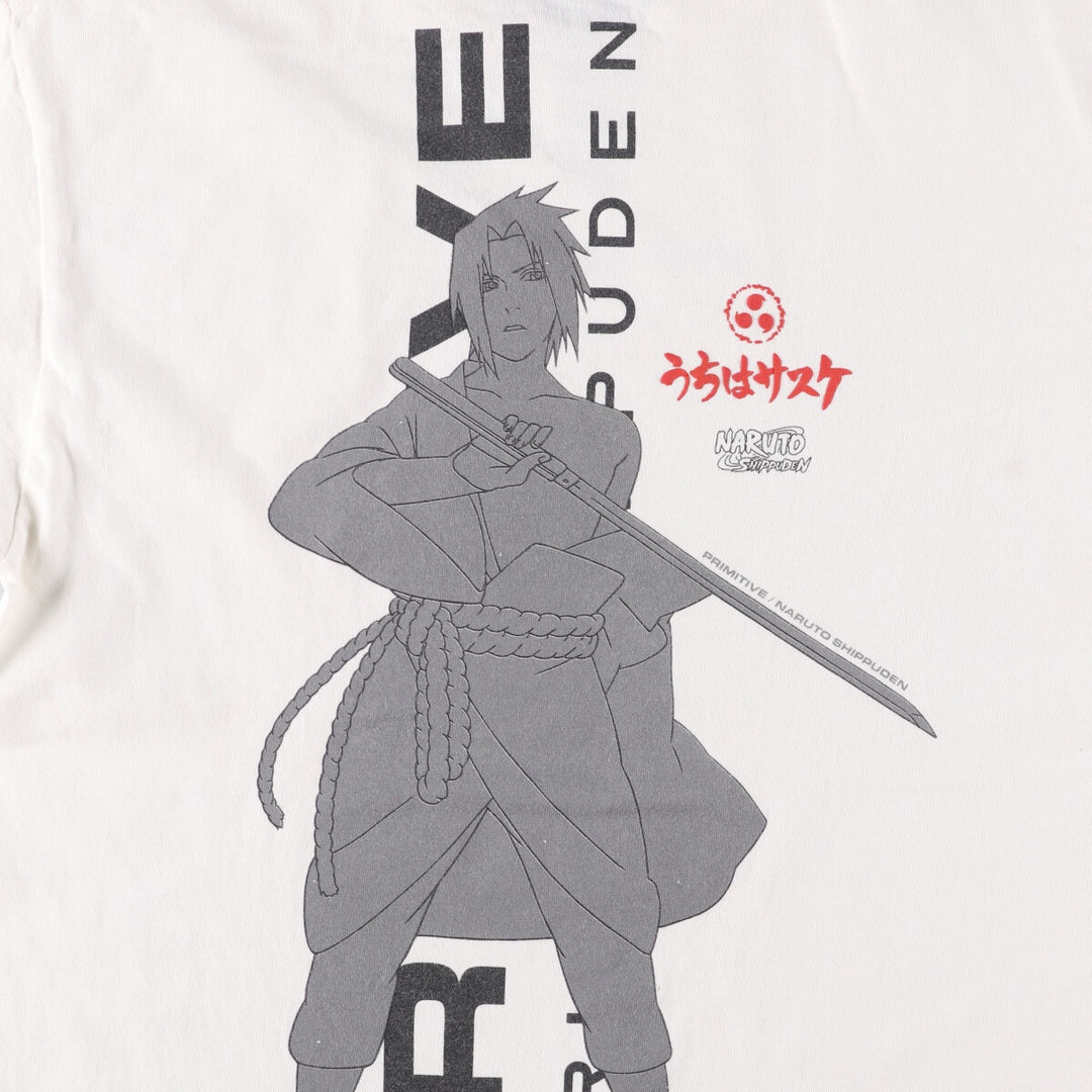 PRIMITIVE NARUTO SHIPPUDEN Naruto Shippuden Uchiha Sasuke Anime Character Print T-Shirt, Men's Size Medium cotton white type Vintage Second Hand