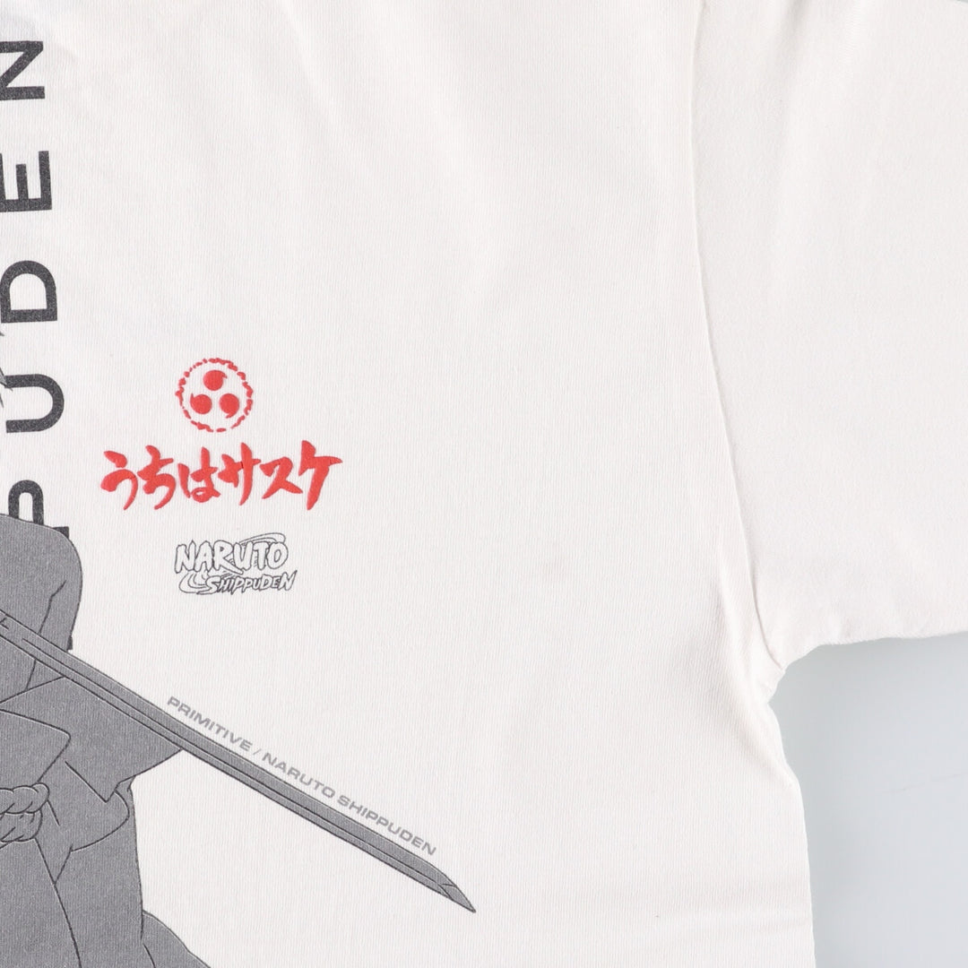 PRIMITIVE NARUTO SHIPPUDEN Naruto Shippuden Uchiha Sasuke Anime Character Print T-Shirt, Men's Size Medium cotton white type Vintage Second Hand