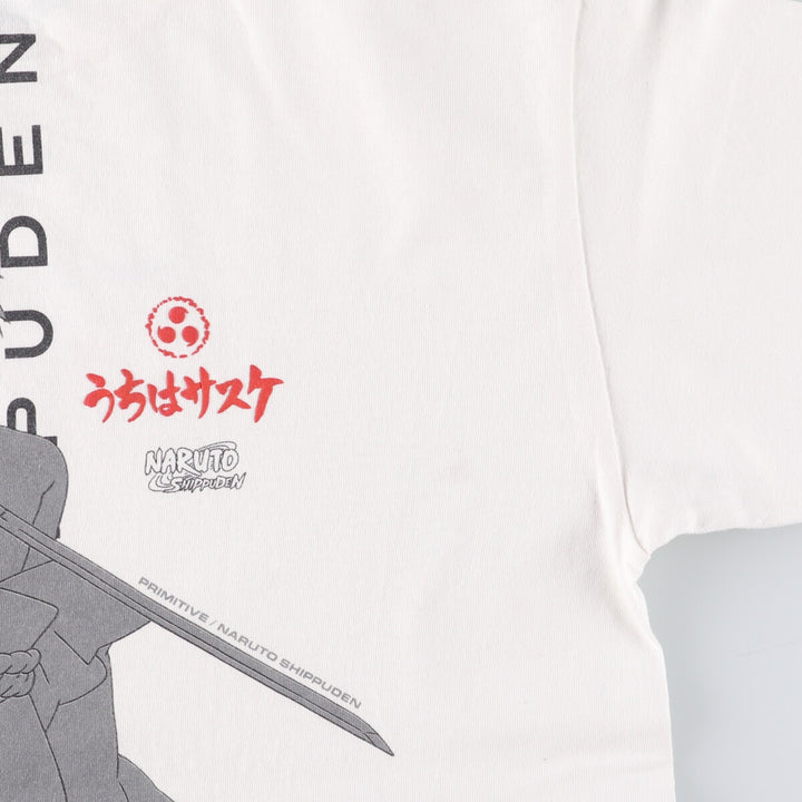 PRIMITIVE NARUTO SHIPPUDEN Naruto Shippuden Uchiha Sasuke Anime Character Print T-Shirt, Men's Size Medium cotton white type Vintage Second Hand