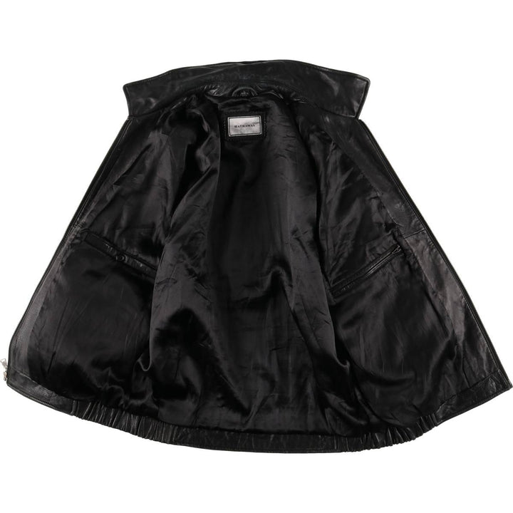 HATHAWAY Swing Top Padded Leather Blouson, Men's Size L genuine leather black type Vintage Second Hand