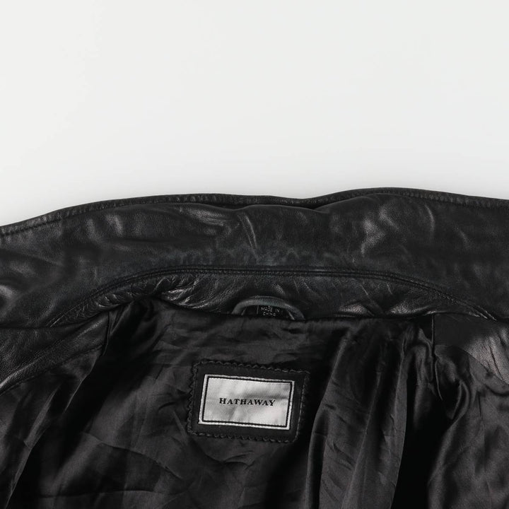 HATHAWAY Swing Top Padded Leather Blouson, Men's Size L genuine leather black type Vintage Second Hand
