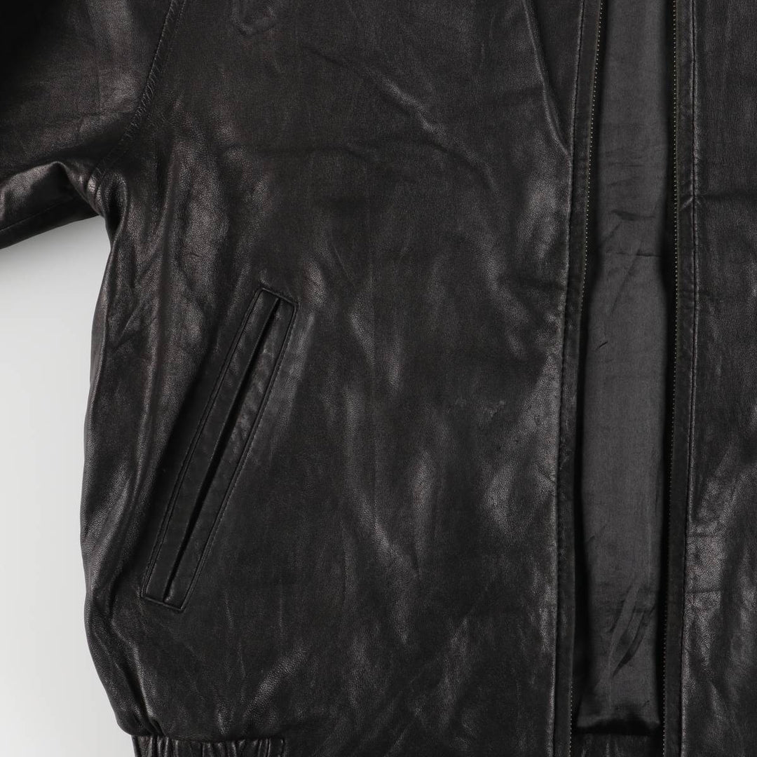 HATHAWAY Swing Top Padded Leather Blouson, Men's Size L genuine leather black type Vintage Second Hand