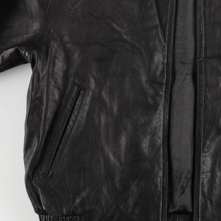 HATHAWAY Swing Top Padded Leather Blouson, Men's Size L genuine leather black type Vintage Second Hand