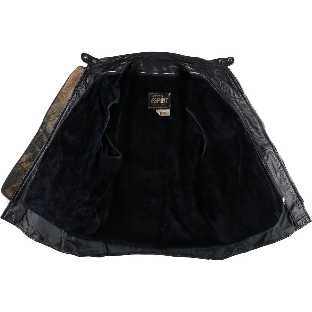 ESPRIT Single Rider Jacket, Men's Size L, Vintage genuine leather black type Vintage Second Hand