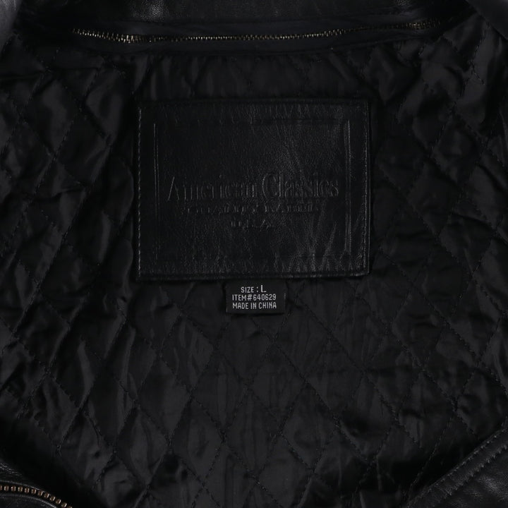 American Classics Padded Swing Top Leather Blouson, Men's Size L genuine leather black type Vintage Second Hand