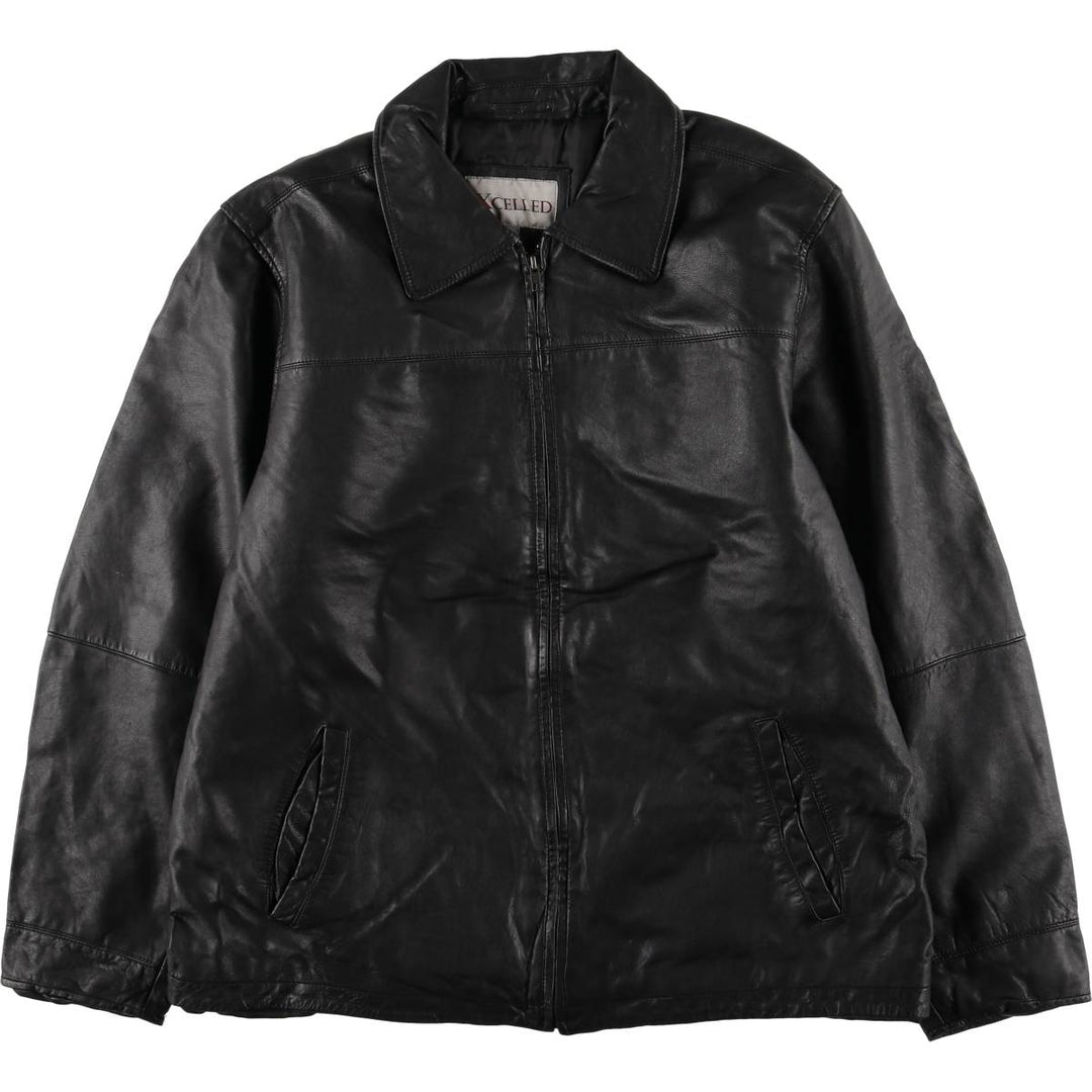 EXCELLED Swing Top Type Padded Leather Blouson, Men's Size L genuine leather black type Vintage Second Hand