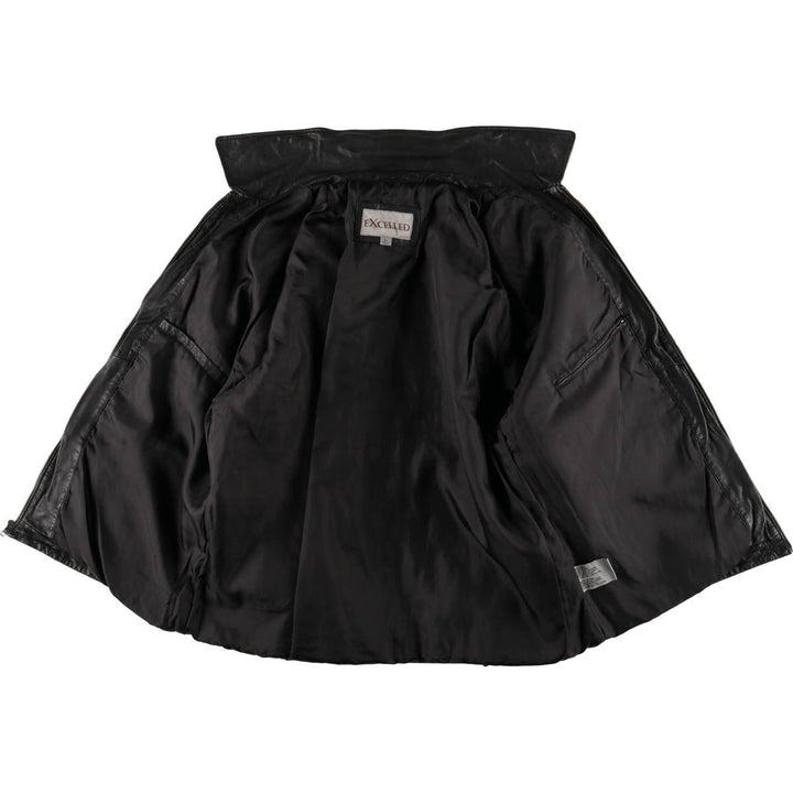 EXCELLED Swing Top Type Padded Leather Blouson, Men's Size L genuine leather black type Vintage Second Hand