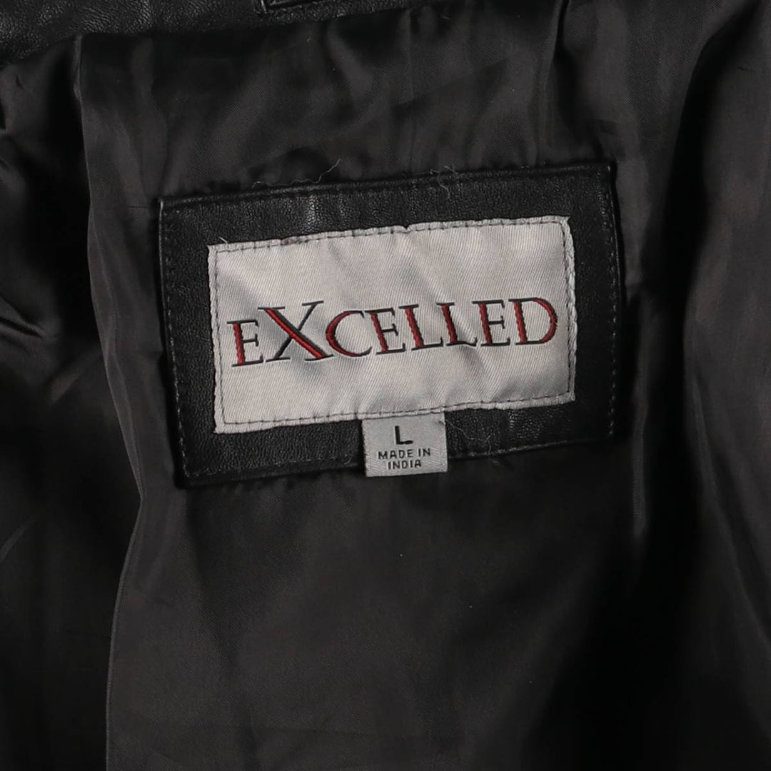 EXCELLED Swing Top Type Padded Leather Blouson, Men's Size L genuine leather black type Vintage Second Hand