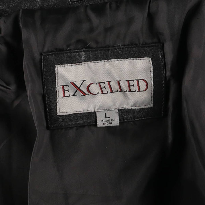 EXCELLED Swing Top Type Padded Leather Blouson, Men's Size L genuine leather black type Vintage Second Hand