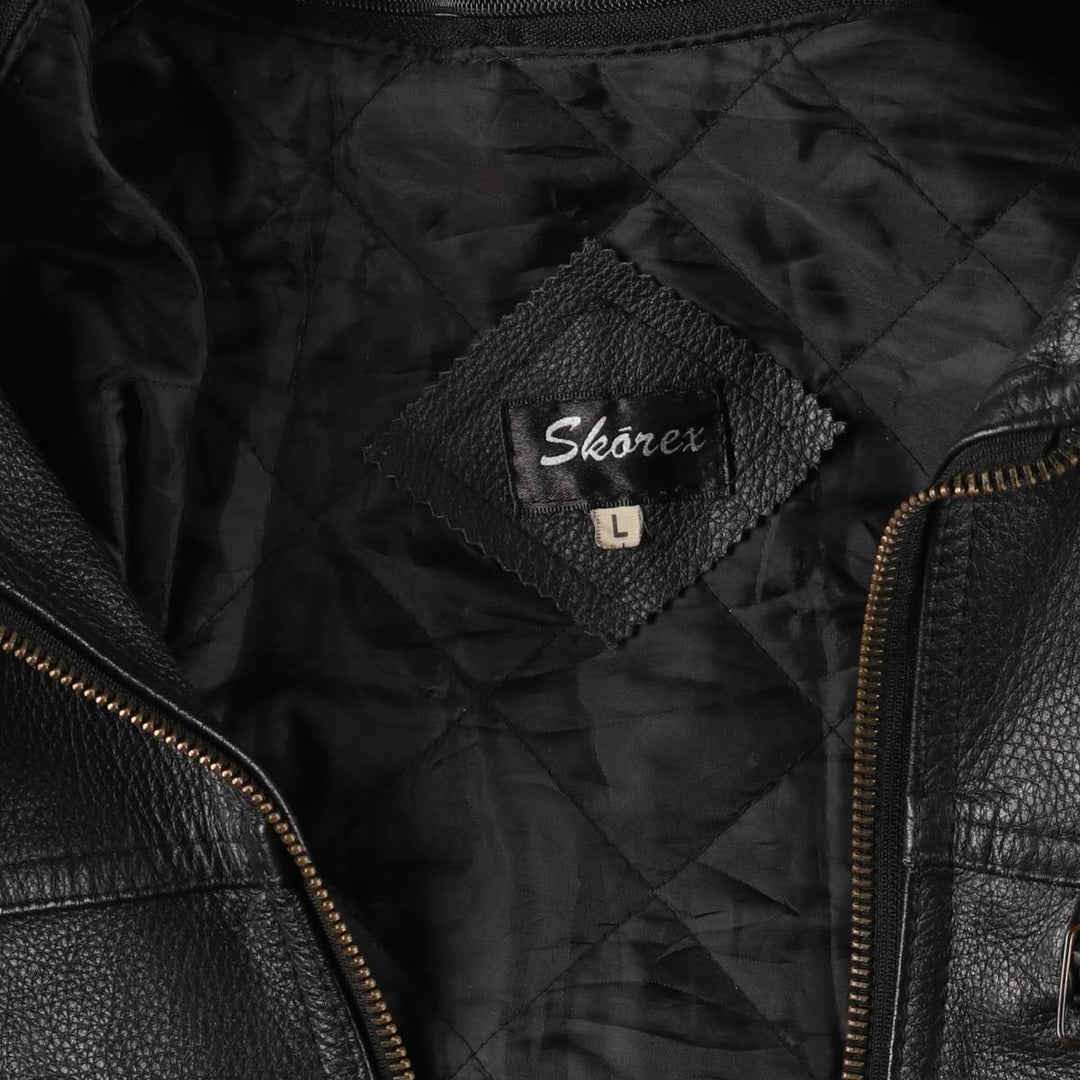 Skorex Padded Swing Top Leather Blouson, Men's Size L unclear black type Vintage Second Hand