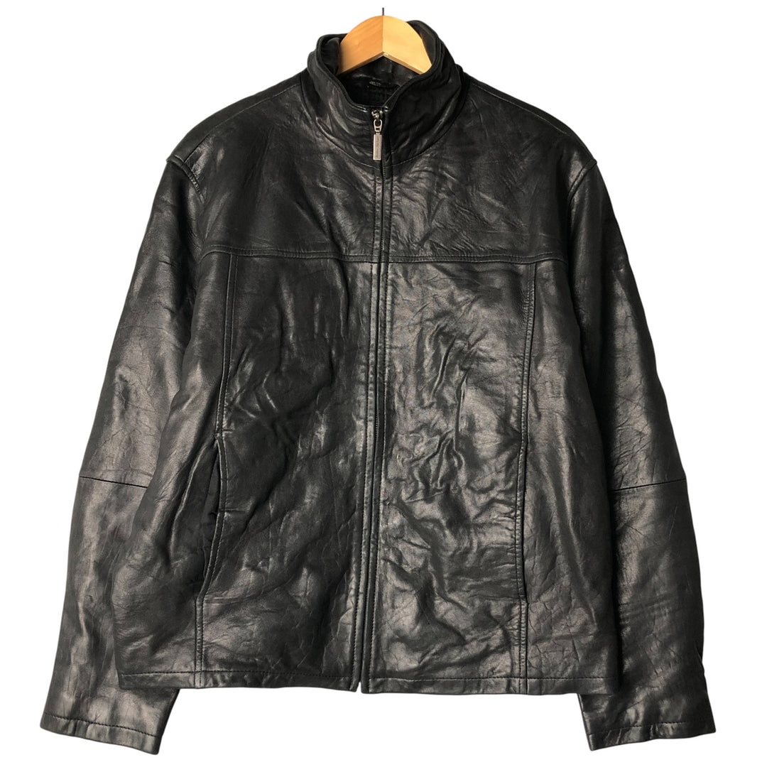 Boston Harbor Stand Collar Leather Blouson, Men's Size Small genuine leather black type Vintage Second Hand