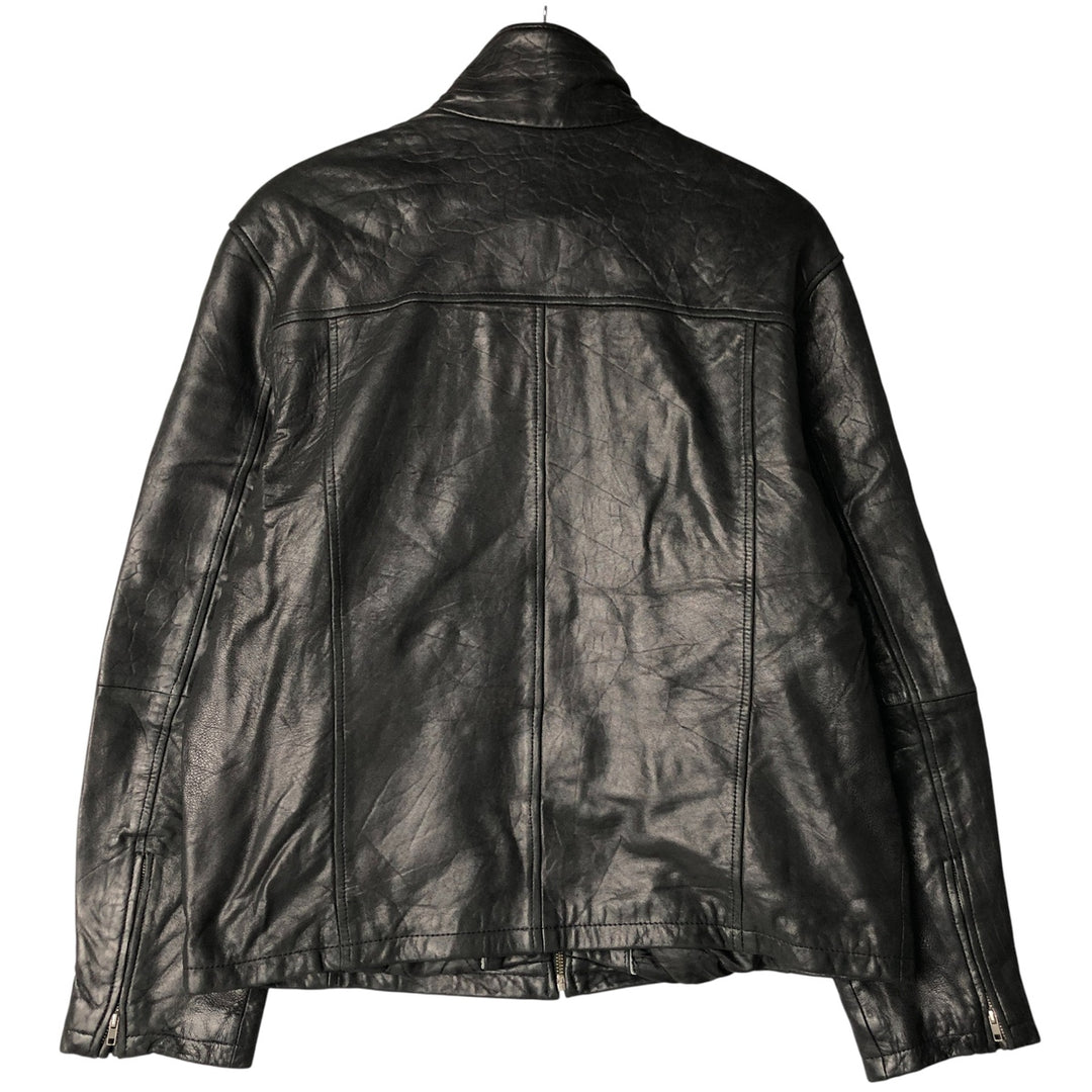 Boston Harbor Stand Collar Leather Blouson, Men's Size Small genuine leather black type Vintage Second Hand