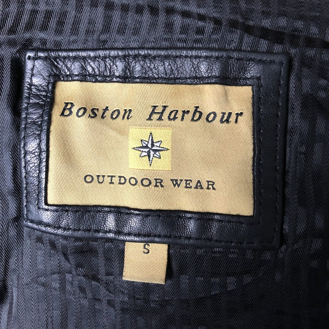 Boston Harbor Stand Collar Leather Blouson, Men's Size Small genuine leather black type Vintage Second Hand
