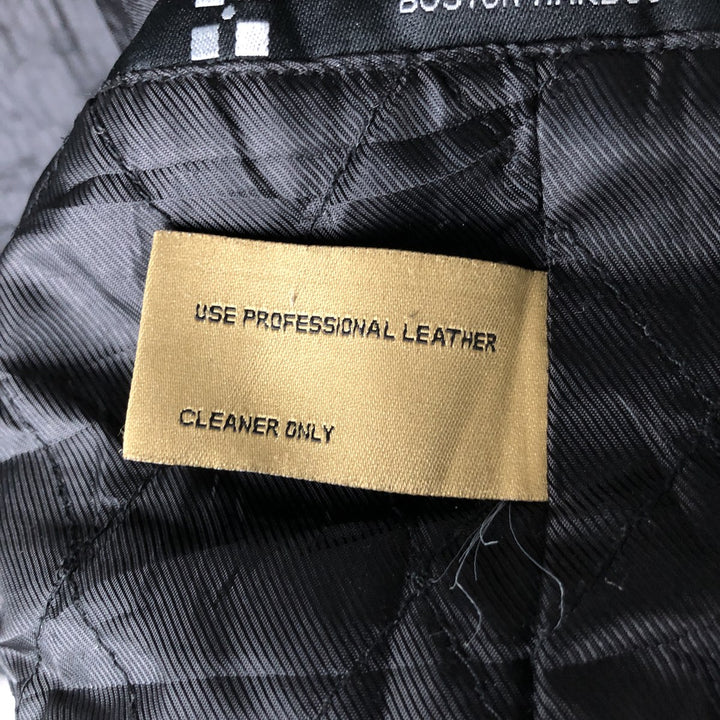 Boston Harbor Stand Collar Leather Blouson, Men's Size Small genuine leather black type Vintage Second Hand