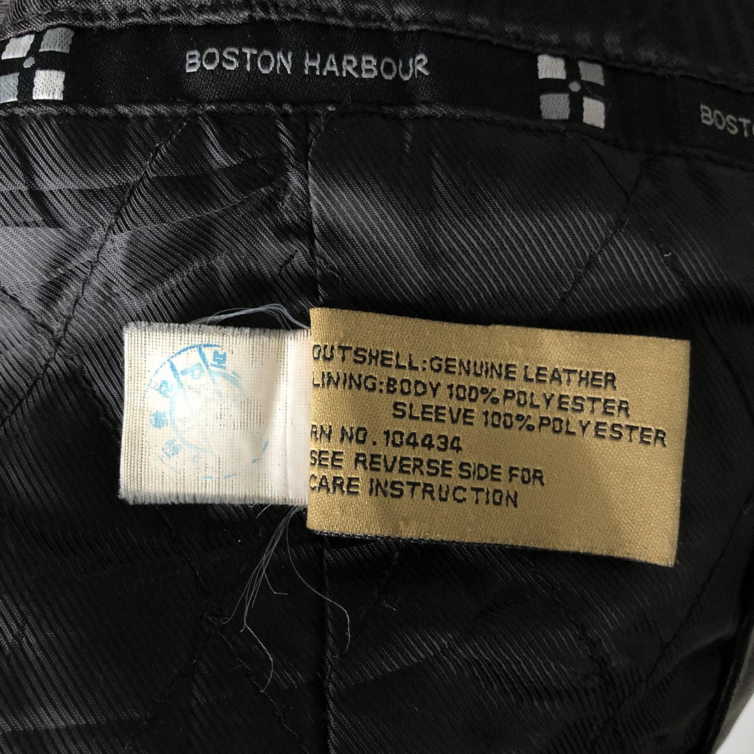 Boston Harbor Stand Collar Leather Blouson, Men's Size Small genuine leather black type Vintage Second Hand